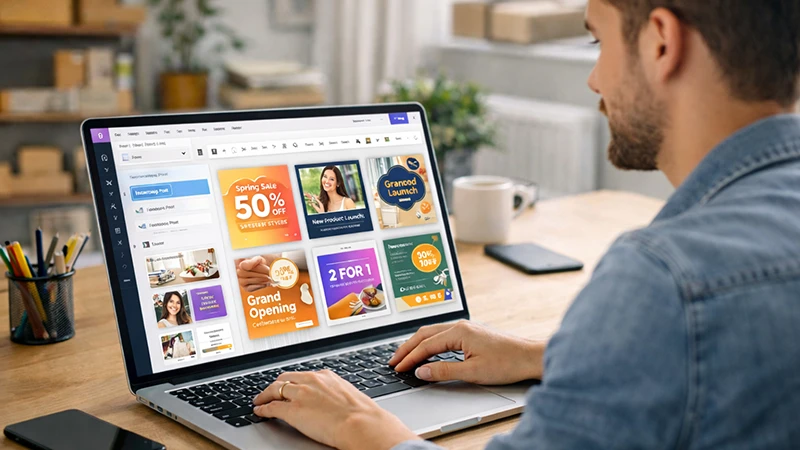 AI design tools enabling small businesses to create marketing visuals and social media graphics