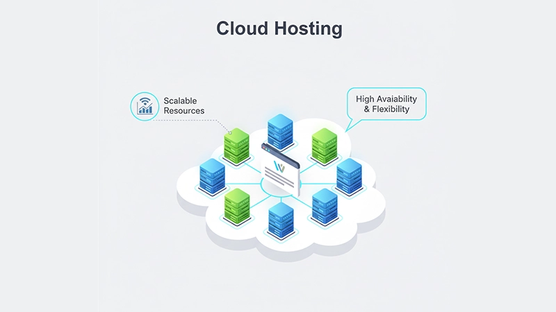 Cloud hosting explained with scalable server network