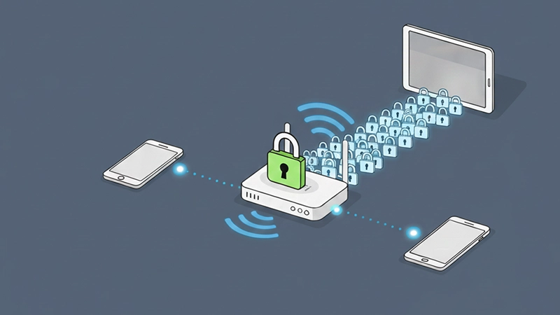 Encrypted internet connection protecting data on public Wi-Fi