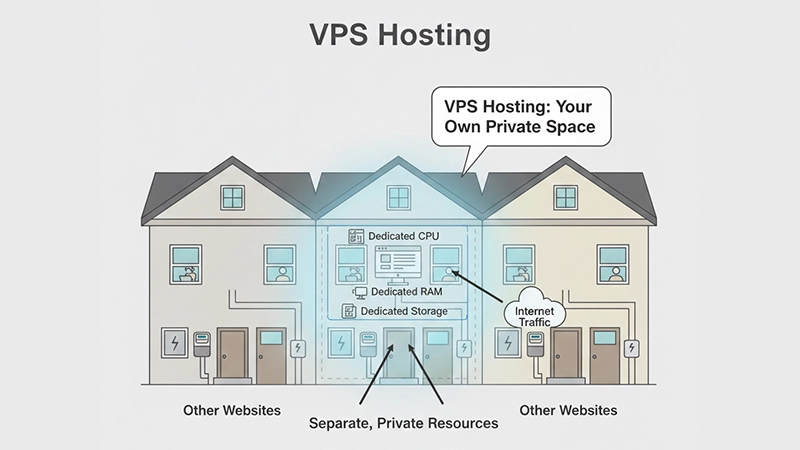 VPS hosting explained with townhouse analogy