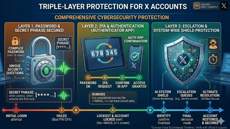 Cybersecurity illustration showing two-factor authentication and password protection