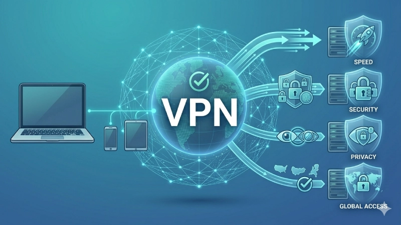 VPN comparison showing speed security and privacy features